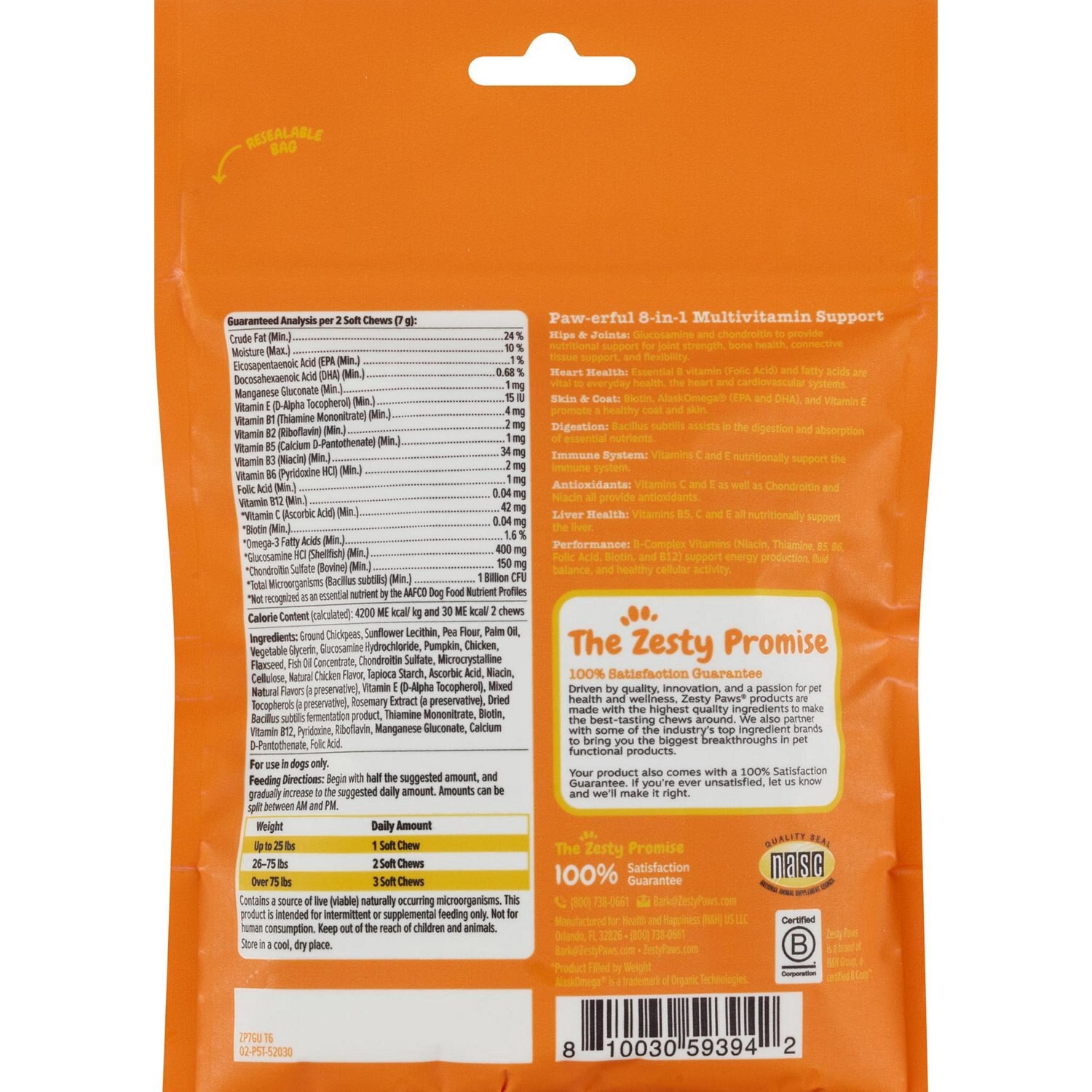 slide 2 of 2, Zesty Paws 8-In-1 Multivitamin Bites For Dogs, 30 Ct, 30 ct