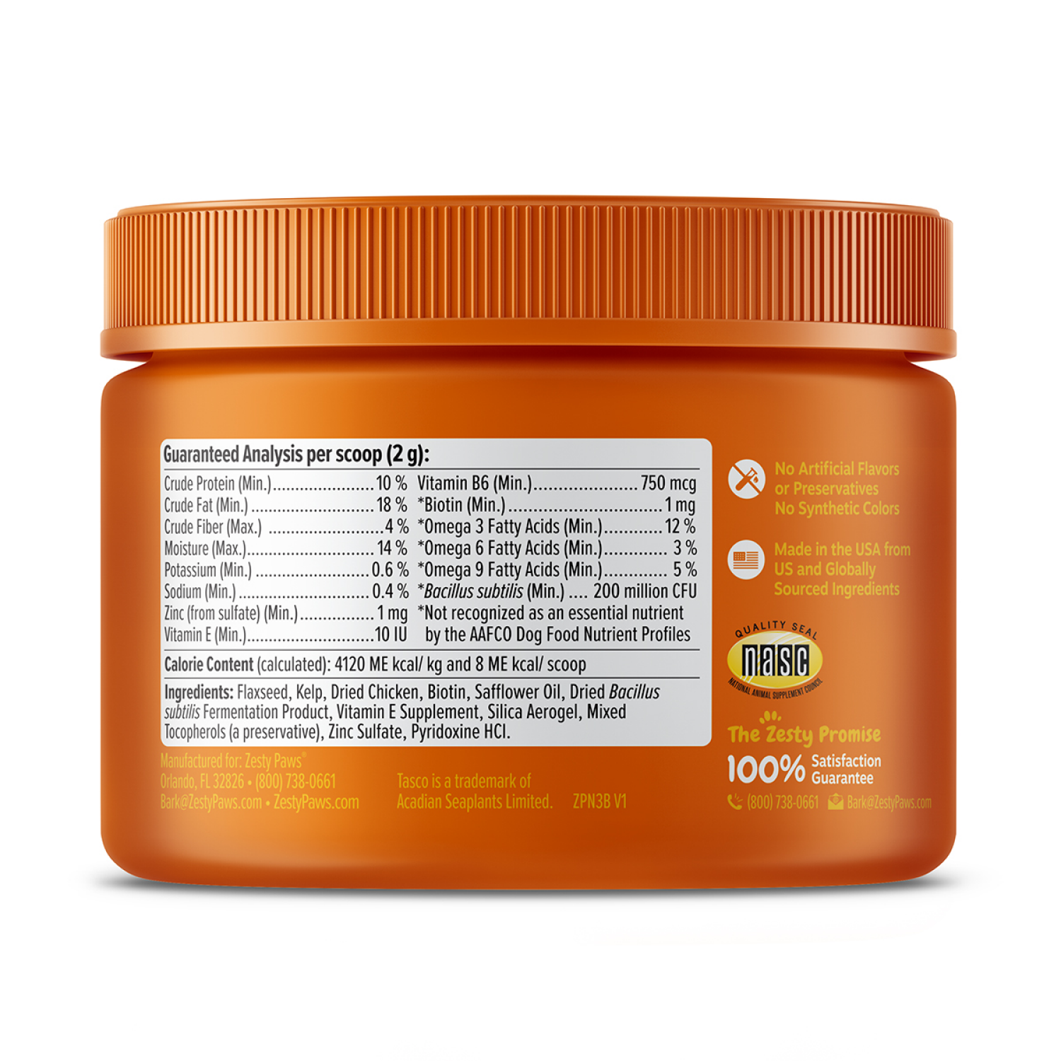 slide 3 of 3, Zesty Paws Skin & Coat Powder, Chicken, 150g, 150 gram