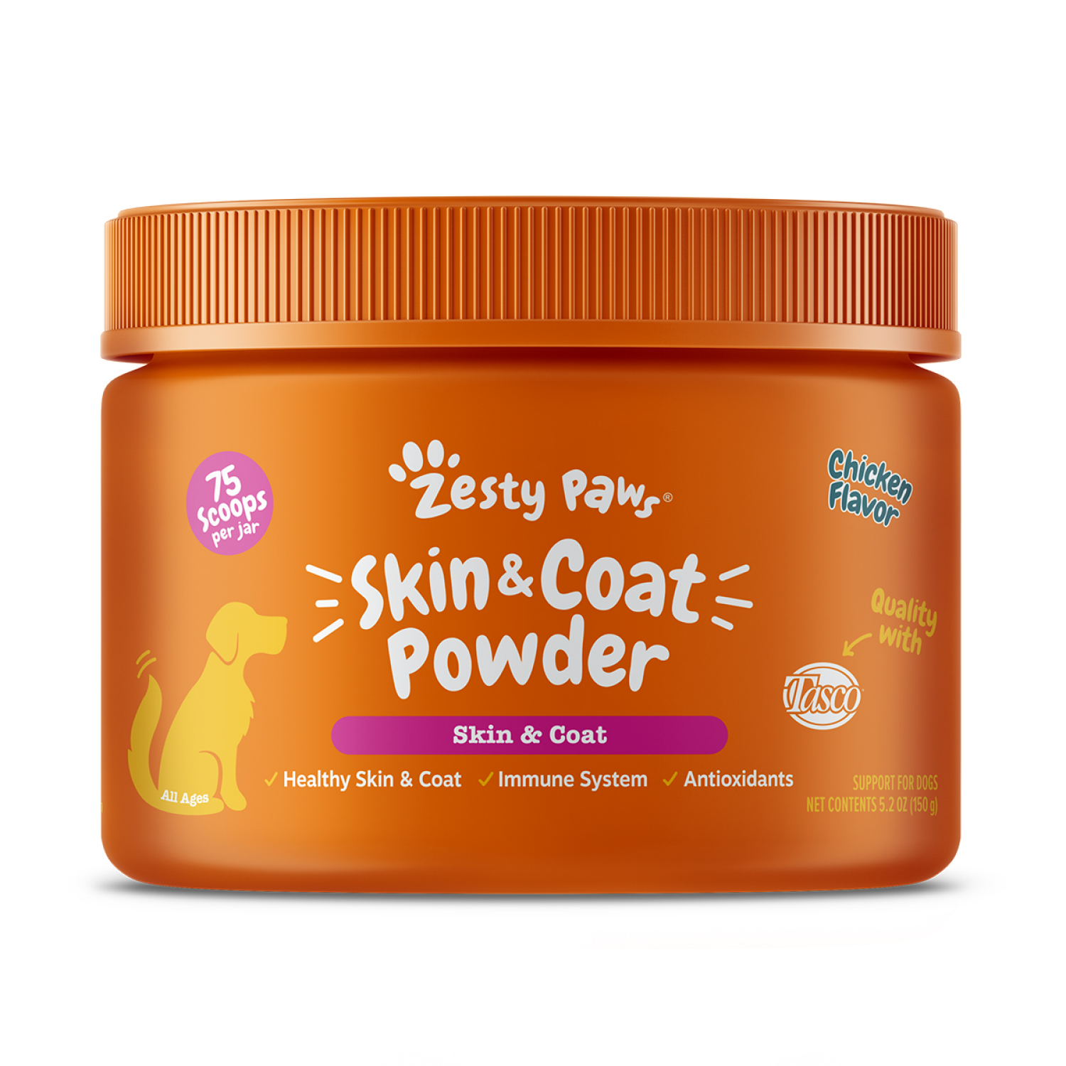slide 1 of 3, Zesty Paws Skin & Coat Powder, Chicken, 150g, 150 gram