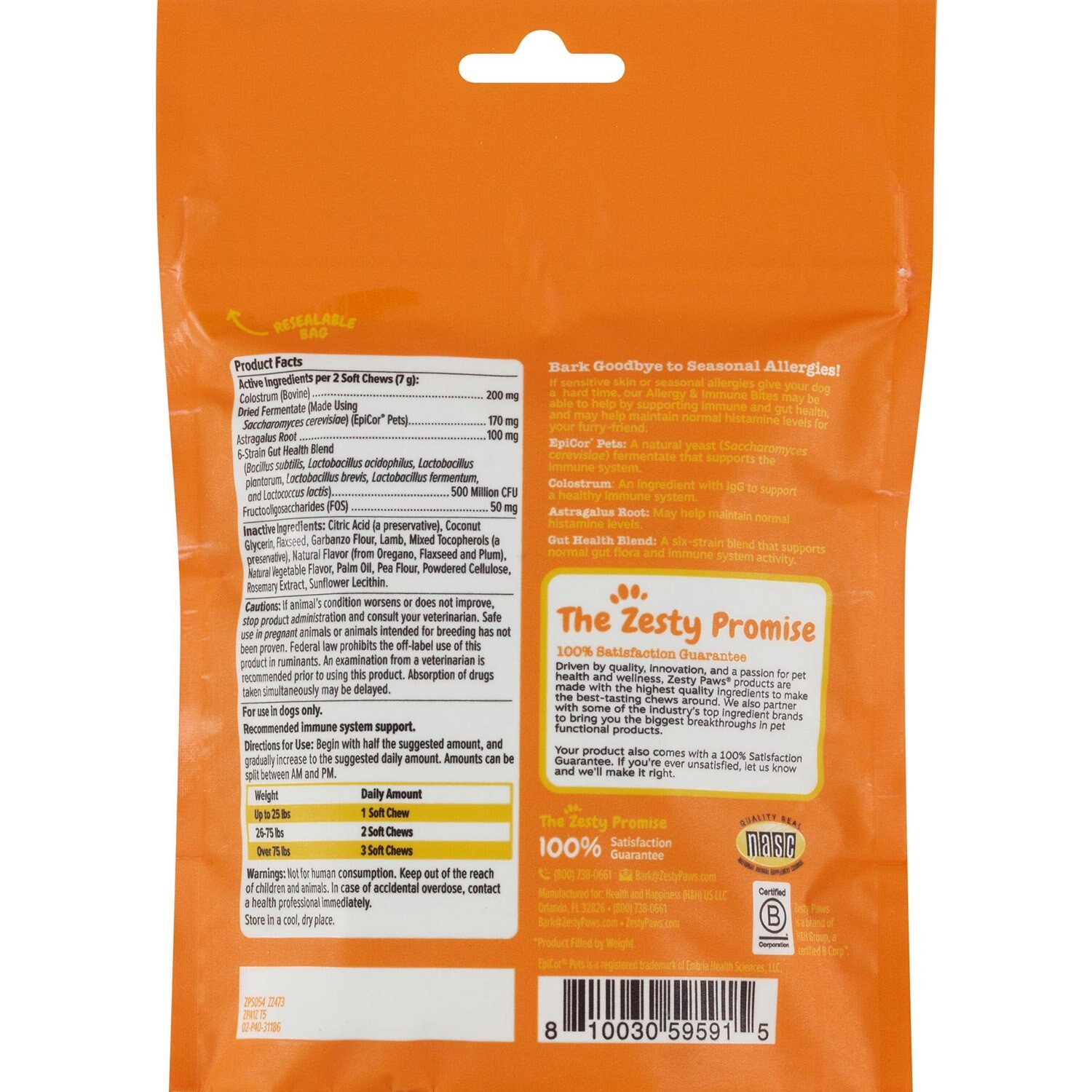 slide 2 of 2, Zesty Paws Immune System Soft Chews Lamb Flavor Allergy & Immune Bites 30 Each, 30 ct