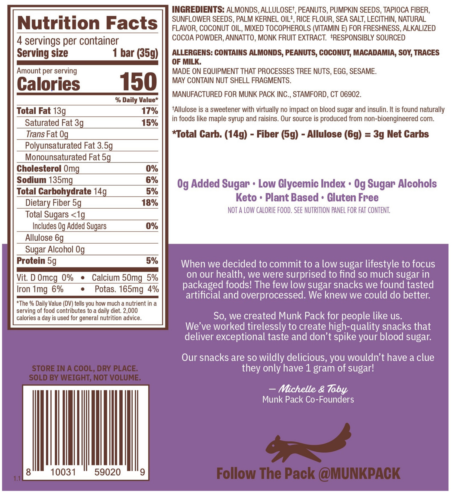 slide 2 of 3, Munk Pack Keto Caramel Sea Salt Nut & Seed Bar 4 - 1.23 oz Bars, 4 ct