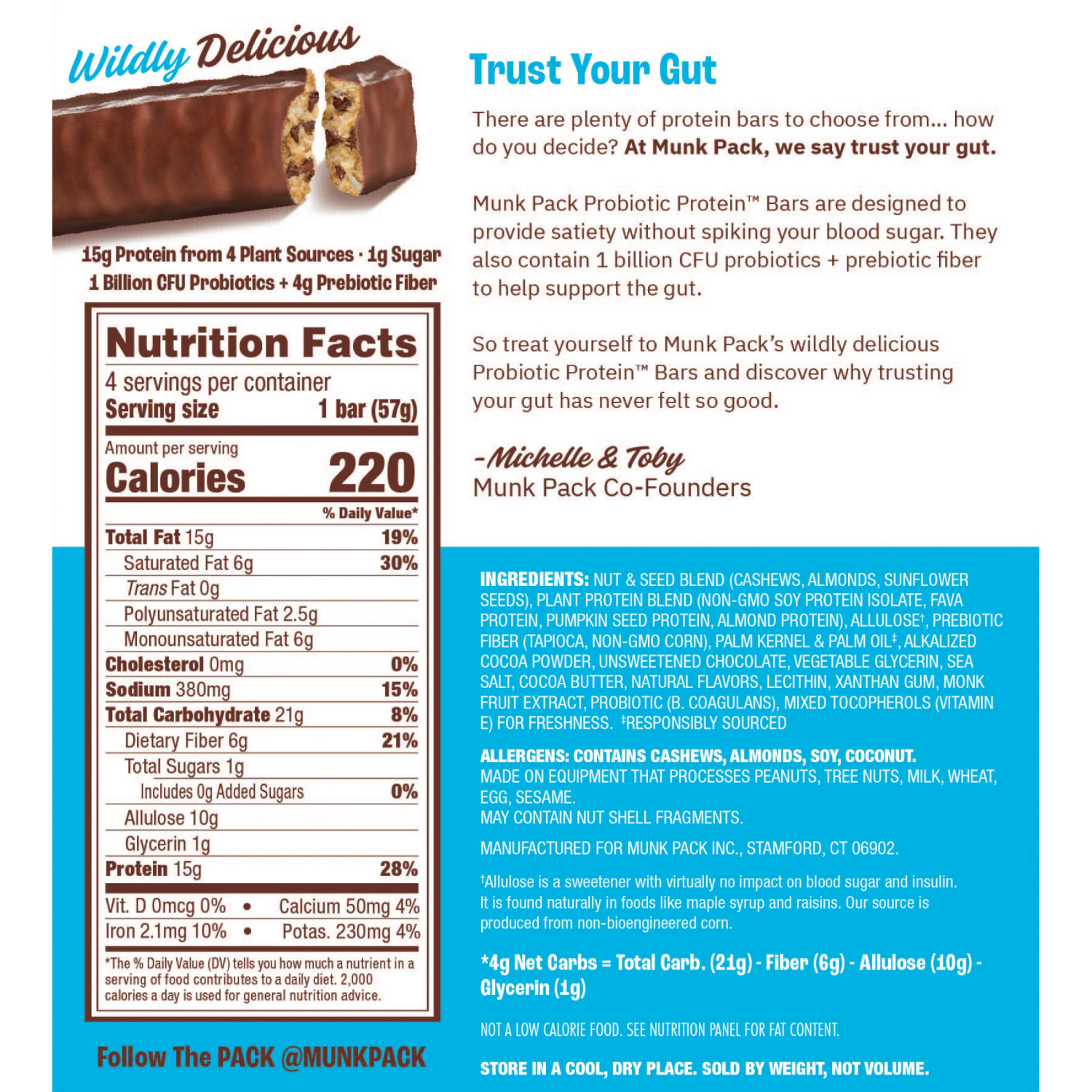 slide 2 of 2, Munk Pack Probiotic Protein Cookie Dough Bars 4 - 2.01 oz Bars, 4 ct