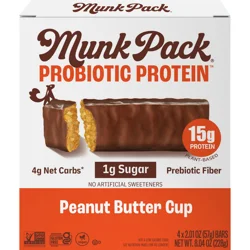 Munk Pack Probiotic Protein Peanut Butter Cup Bars 4 - 2.01 oz Bars