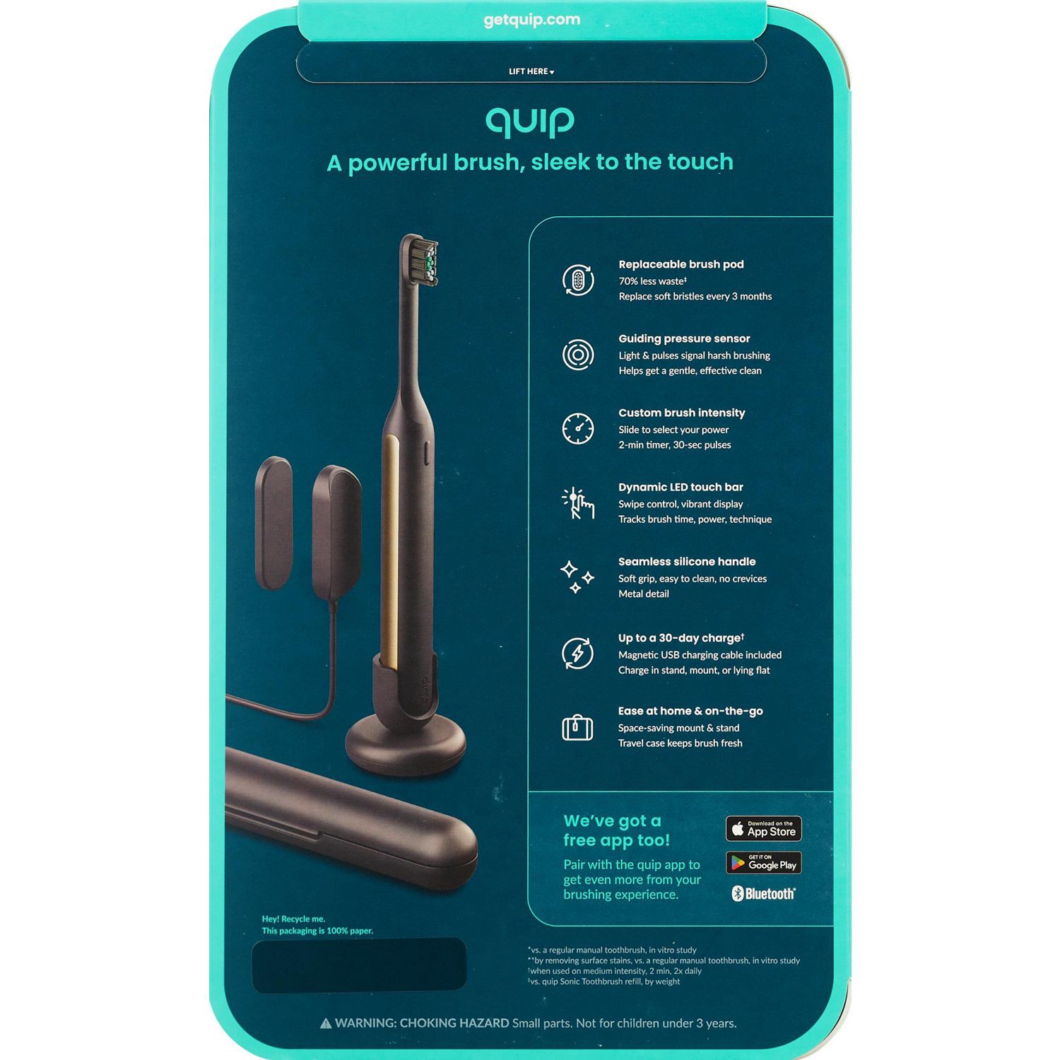 slide 3 of 4, Quip Ultra Smart Sonic Electric Toothbrush, Black, 1 ct