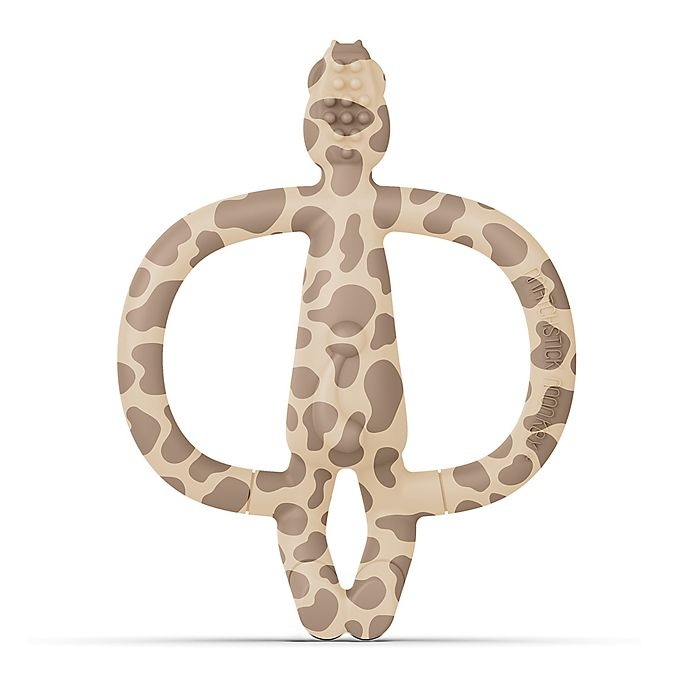 slide 2 of 4, Matchstick Monkey Giraffe Silicone Teether with BioCote - Brown, 1 ct