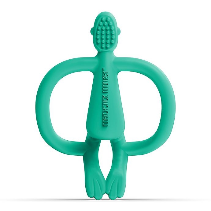 slide 4 of 4, Matchstick Monkey Monkey Silicone Teether with BioCote - Teal, 1 ct