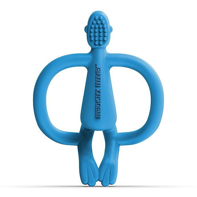 slide 3 of 4, Matchstick Monkey Monkey Silicone Teether with BioCote - Blue, 1 ct