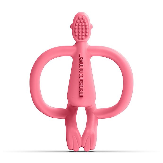 slide 2 of 4, Matchstick Monkey Monkey Silicone Teether with BioCote - Pink, 1 ct