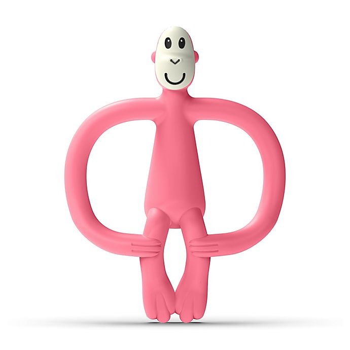 slide 1 of 4, Matchstick Monkey Monkey Silicone Teether with BioCote - Pink, 1 ct