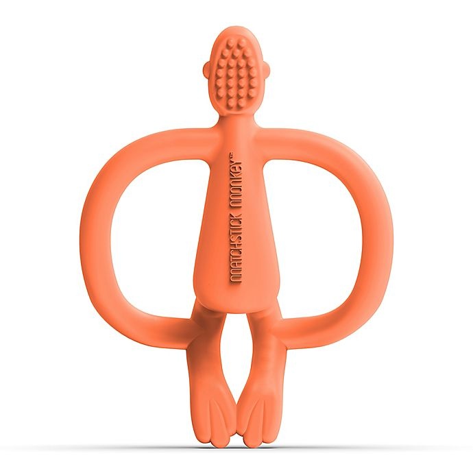 slide 3 of 4, Matchstick Monkey Monkey Silicone Teether with BioCote - Orange, 1 ct