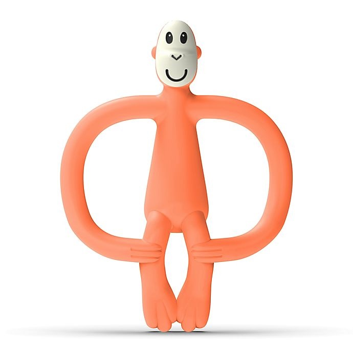 slide 1 of 4, Matchstick Monkey Monkey Silicone Teether with BioCote - Orange, 1 ct