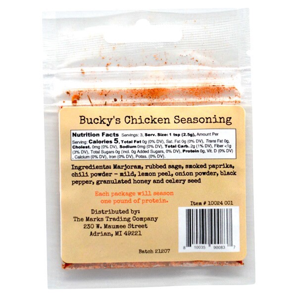 slide 2 of 5, The Marks Trading Company Bucky's Chicken Seasoning, 0.3 oz