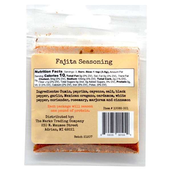 slide 2 of 5, Mark's Trading Company Fajita Seasoning 10065 001, 0.4 oz