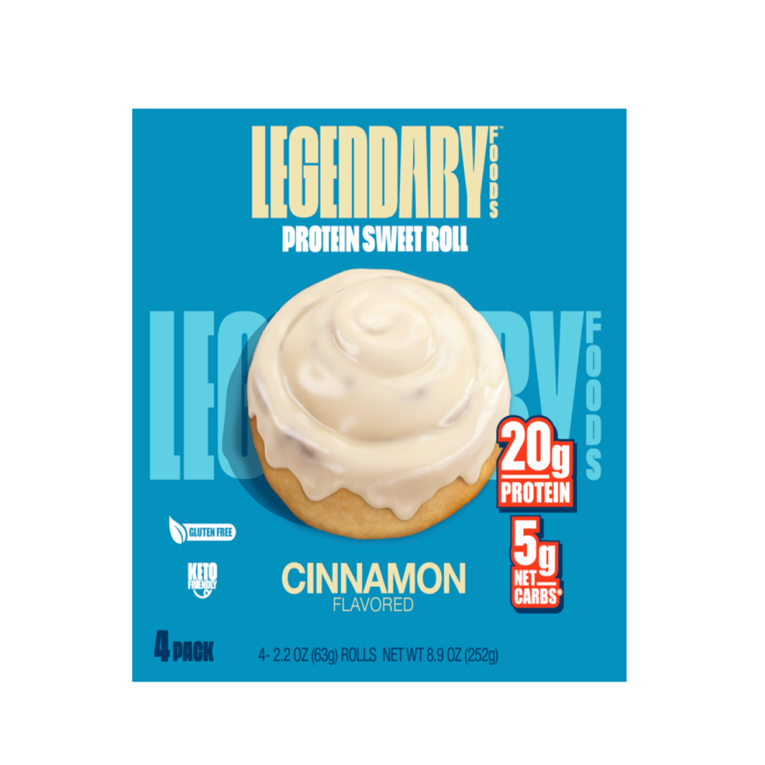 slide 1 of 2, Legendary Foods Cinnamon Flavored Protein Sweet Roll 4 - 2.2 oz Rolls, 4 ct