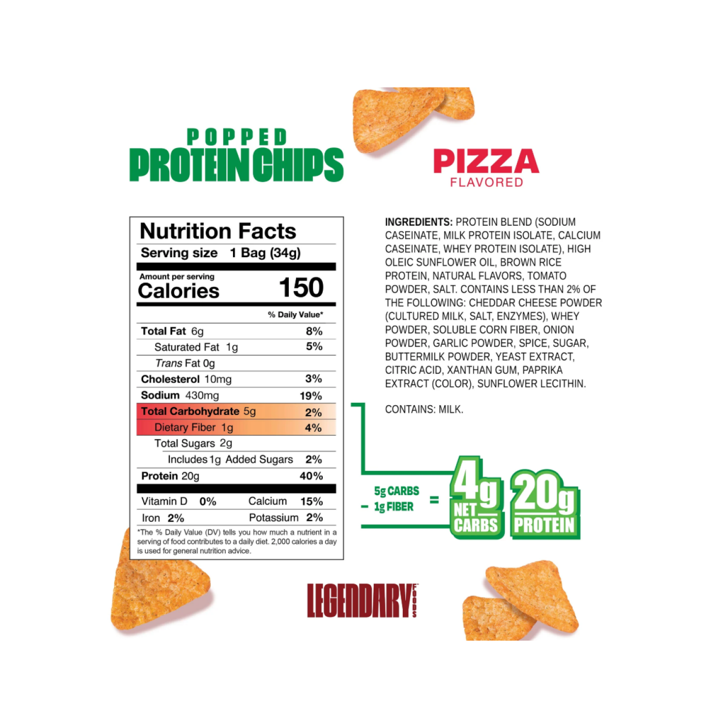 slide 2 of 2, LEGENDAIRY Legendary Protein Chips Pizza 1.2 Oz, 1.2 oz