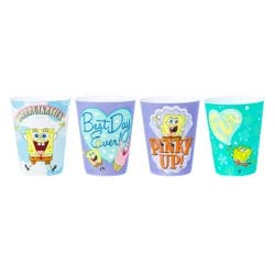 SILVER BUFFALO SpongeBob Pinky Up Set 4pc 2.5oz. Plastic Mini Cup Set