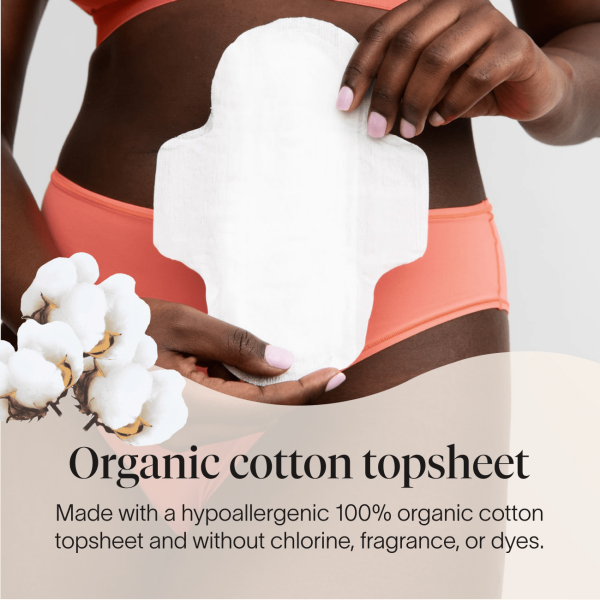slide 11 of 13, Cora Organic Cotton Ultra Thin Super Fragrance Free Pads with Wings for Periods - Super Absorbency - 30ct., 30 ct