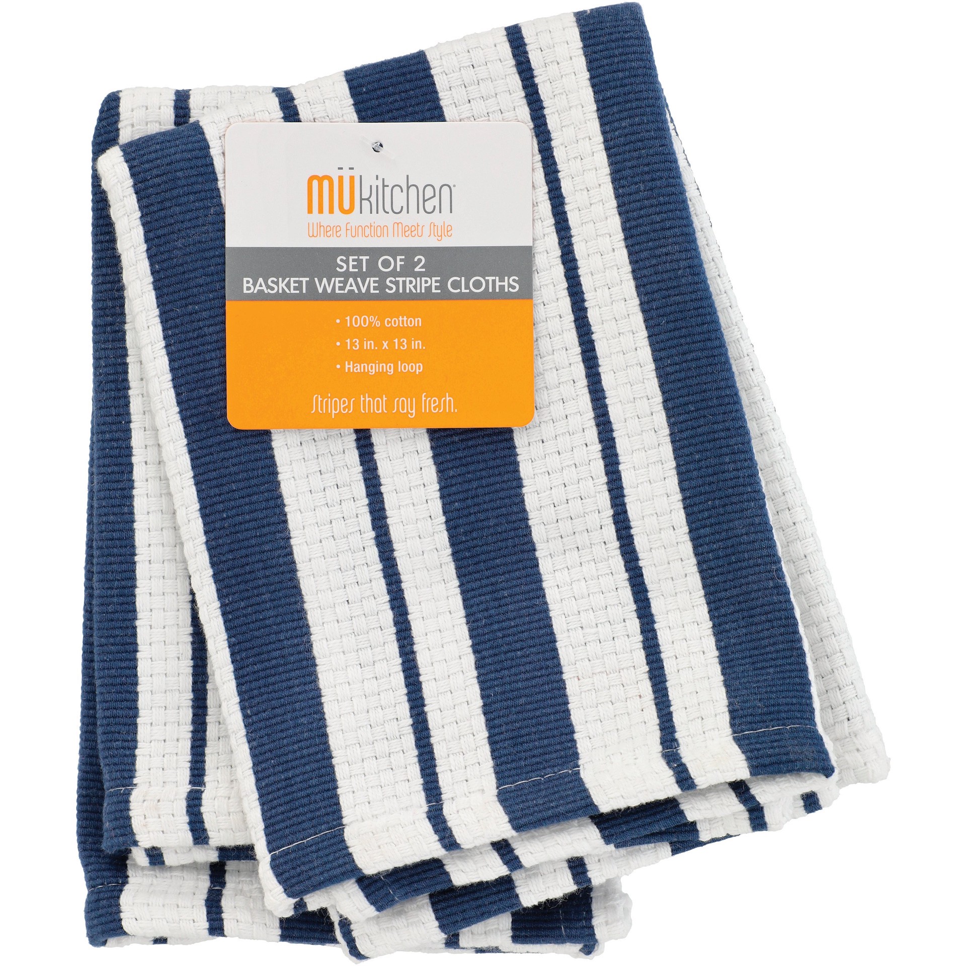 slide 1 of 1, MU Kitchen Basket Weave Cloths - Blue, 2 Pk, 12 ft x 12 ft