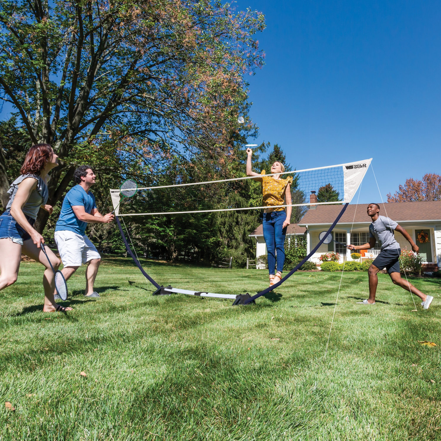 slide 4 of 4, EastPoint Sports Easy Setup Badminton Net Set 1in, 5 ft
