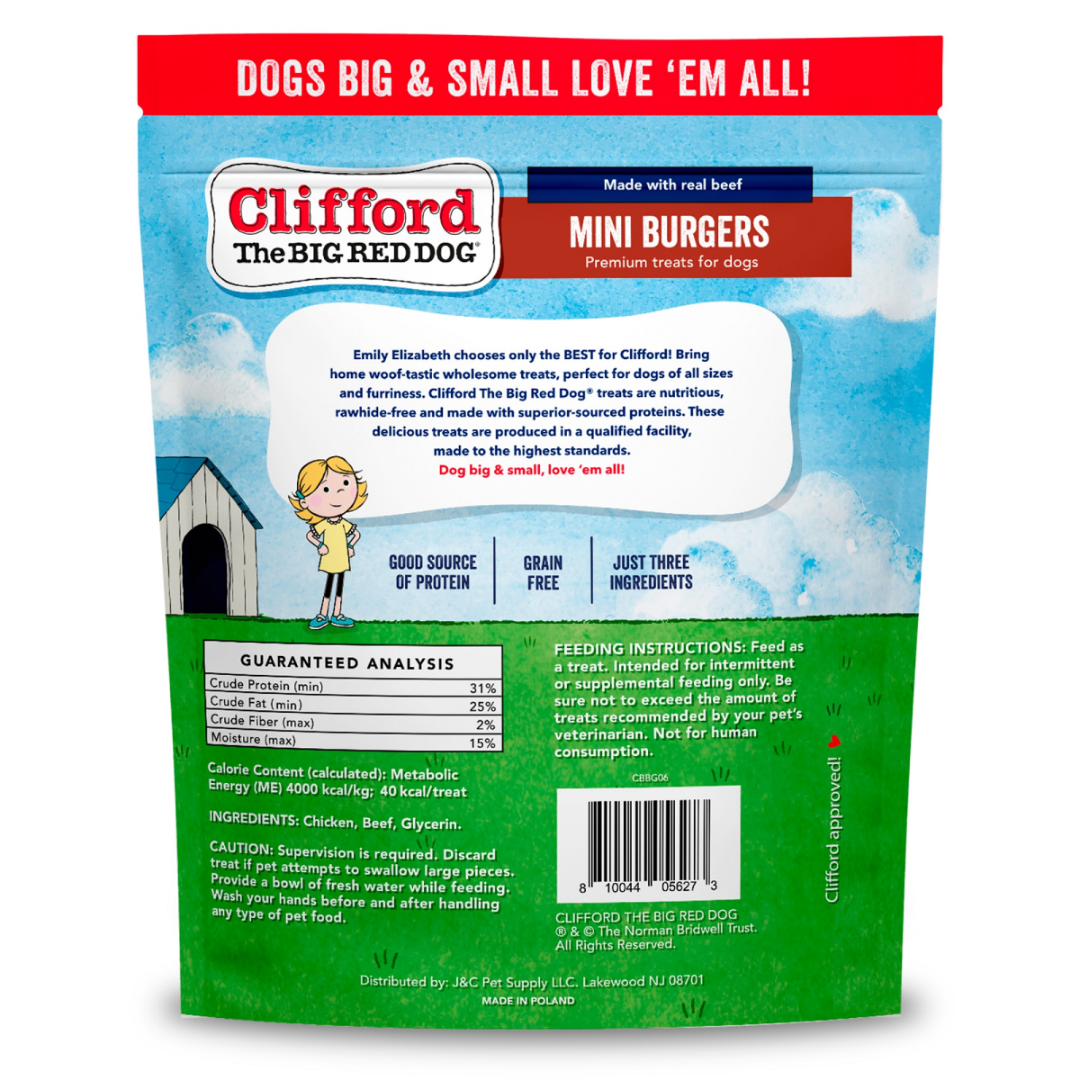 slide 2 of 2, Clifford The Big Red Dog Mini Burgers Dog Treats, 6 oz