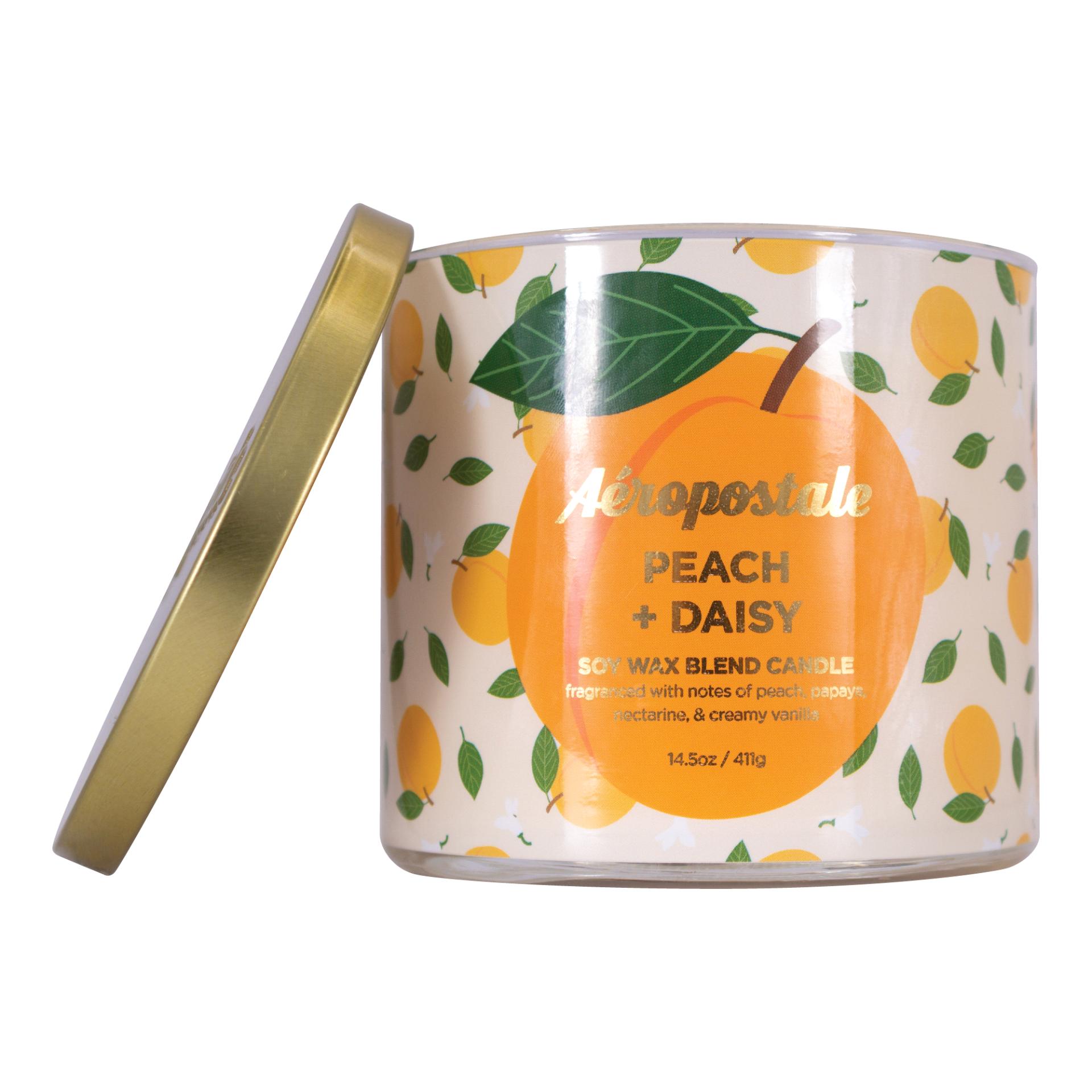 slide 1 of 1, Aeropostale Peach & Daisy Candle, 14.5 oz