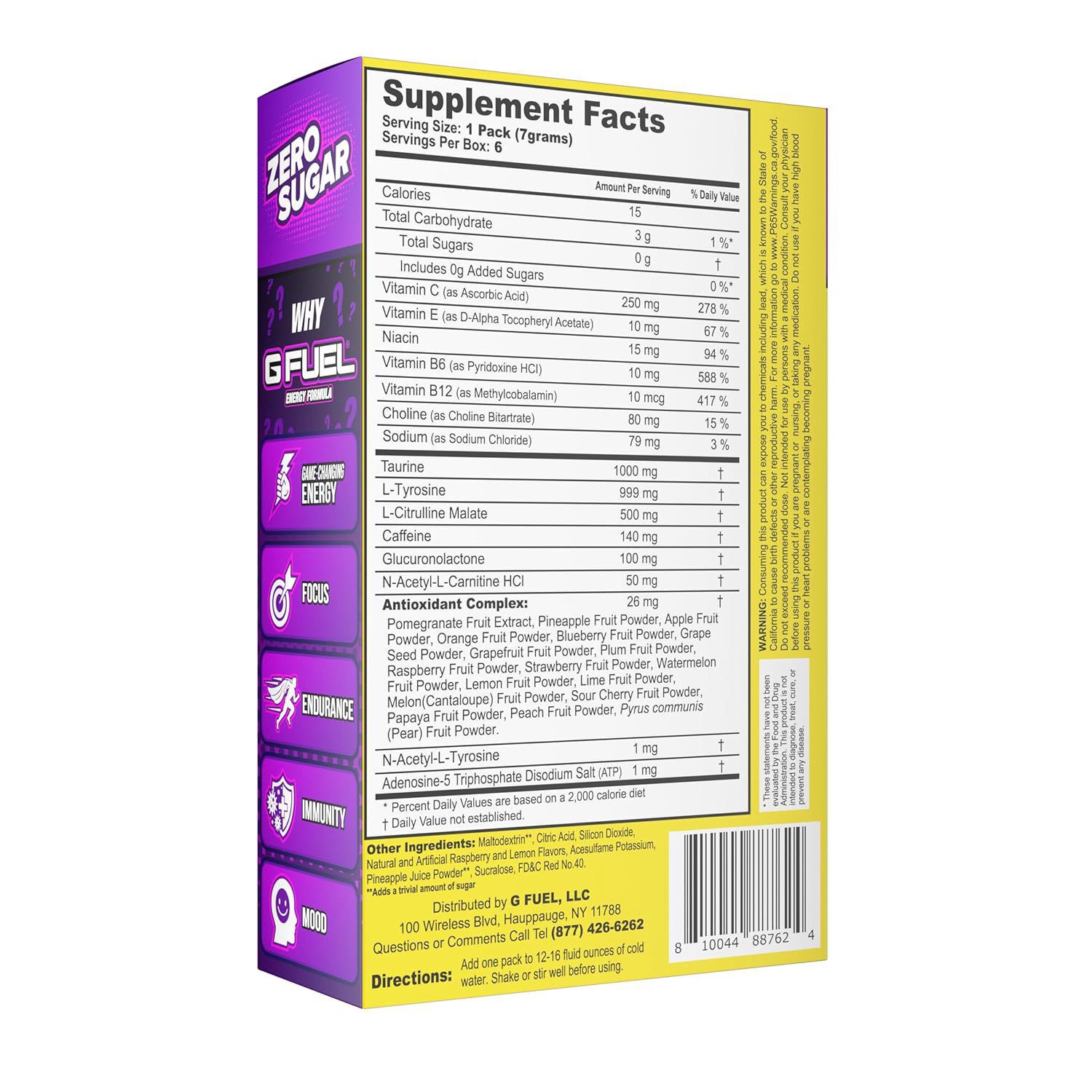 slide 2 of 2, G-Fuel Gfuel, Hype Sauce Energy Formula Raspberry Lemonade 6 Ct, 1.48 Oz, 0.25 oz