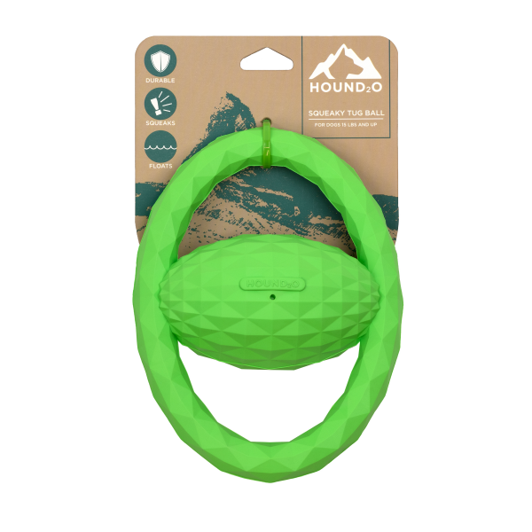 slide 1 of 1, Hound2O Green Squeaky Tug Ball Dog Toys, Medium, 1 ct