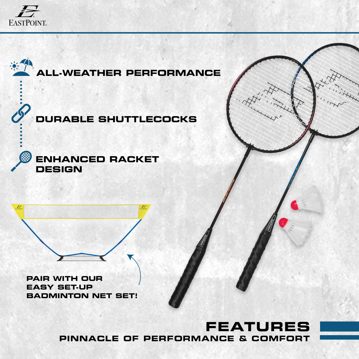slide 17 of 21, EastPoint Sports 2-Player Badminton Racket Set, 1 ct