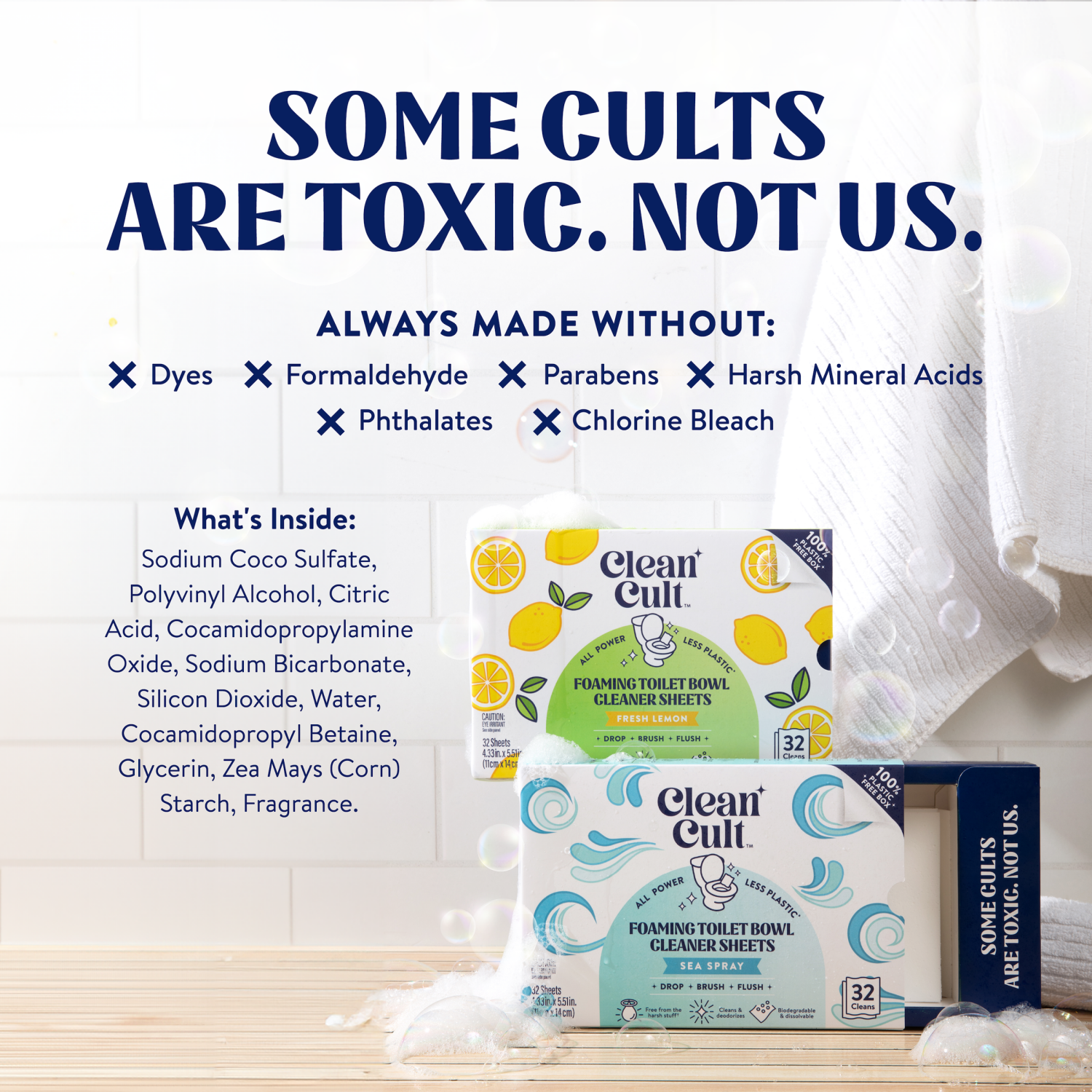 slide 3 of 5, Cleancult Fresh Lemon Toilet Bowl Cleaner Sheets - 32ct, 32 ct