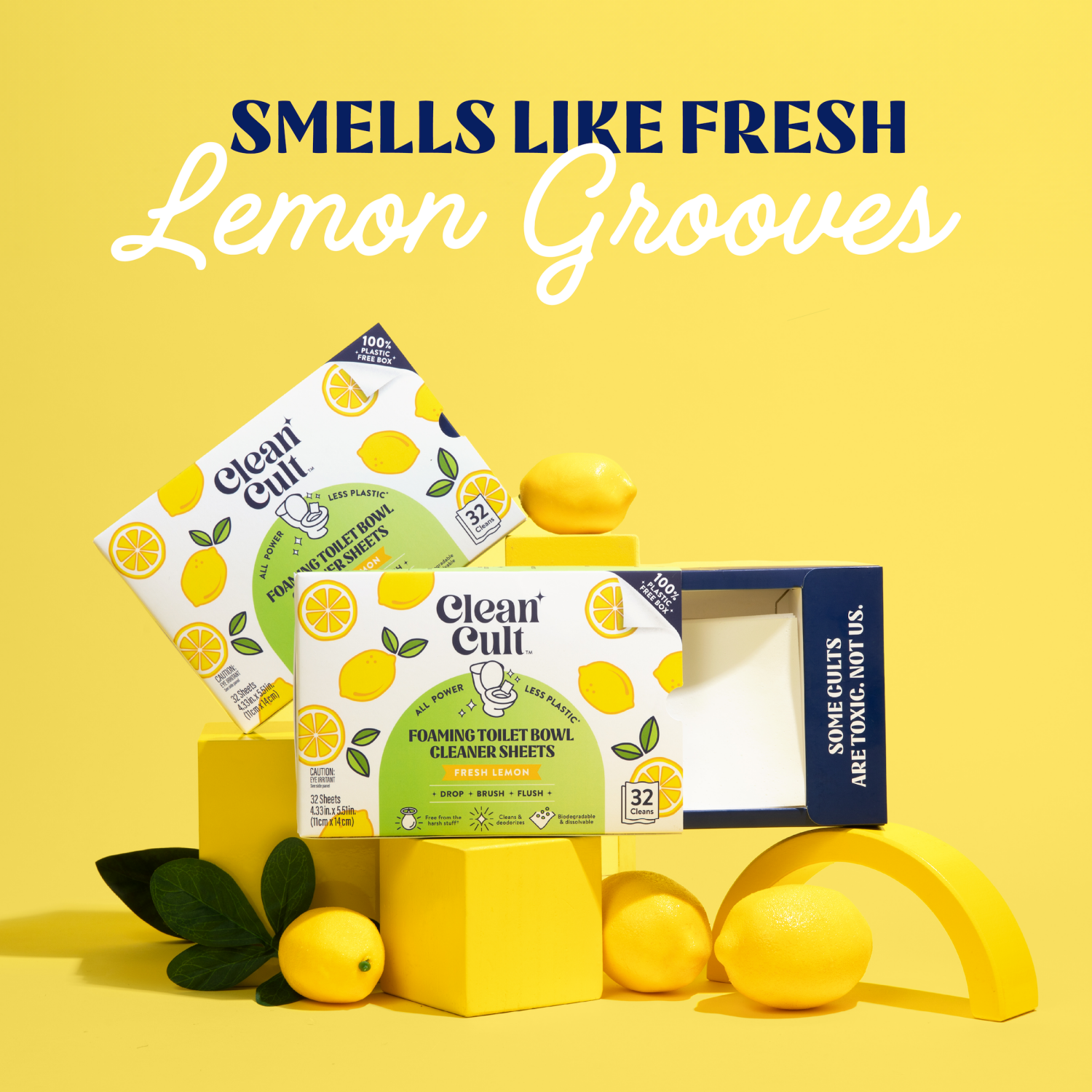 slide 5 of 5, Cleancult Fresh Lemon Toilet Bowl Cleaner Sheets - 32ct, 32 ct