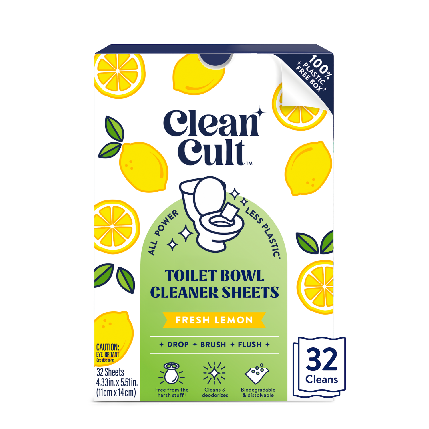slide 1 of 5, Cleancult Fresh Lemon Toilet Bowl Cleaner Sheets - 32ct, 32 ct