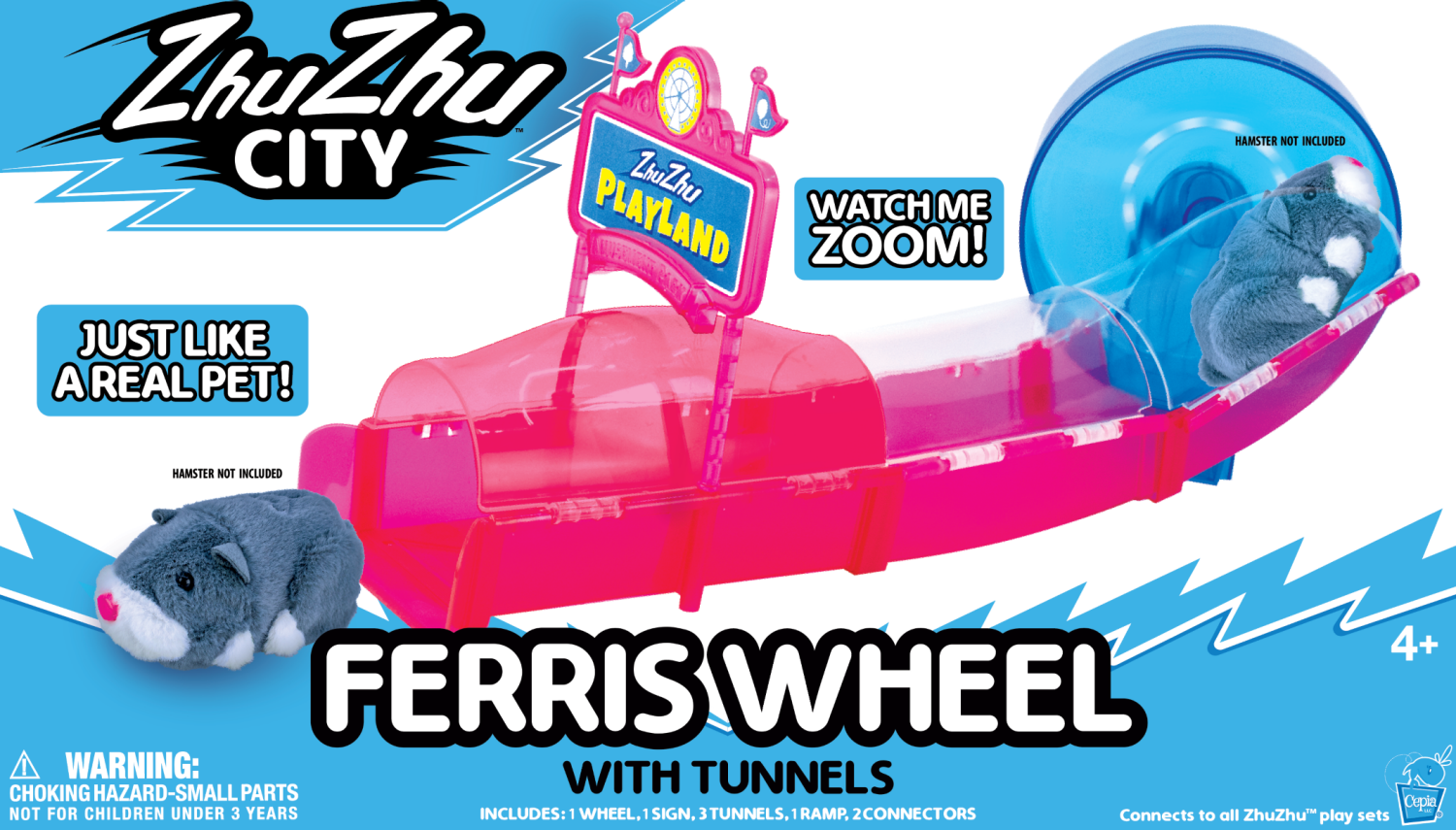 slide 3 of 3, ZhuZhu City Ferris Wheel Perfect for Boys & Girls! Interactive Tunnel & Spinning Wheel Unique Sounds & Actions Pets Without the Mess, 1 ct