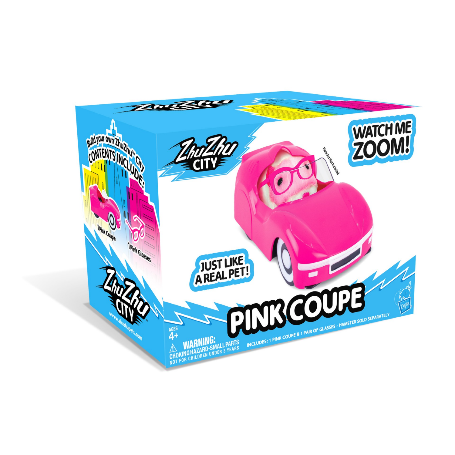 slide 1 of 1, ZhuZhu City Pink Coupe & Pink Glasses - Perfect for Boys & Girls! Experience the Power of Zhu with your Interactive Pink Convertible - Pets Without The Mess, 1 ct