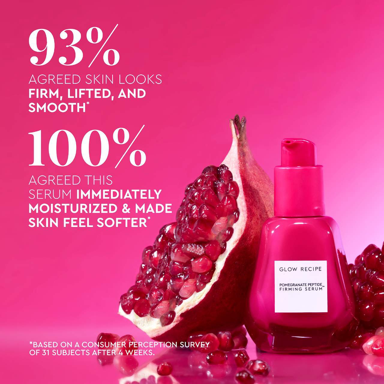 slide 4 of 6, Glow Recipe Pomegranate Peptide Firming Serum 1.01 oz / 30 mL, 1.01 oz / 30 ml