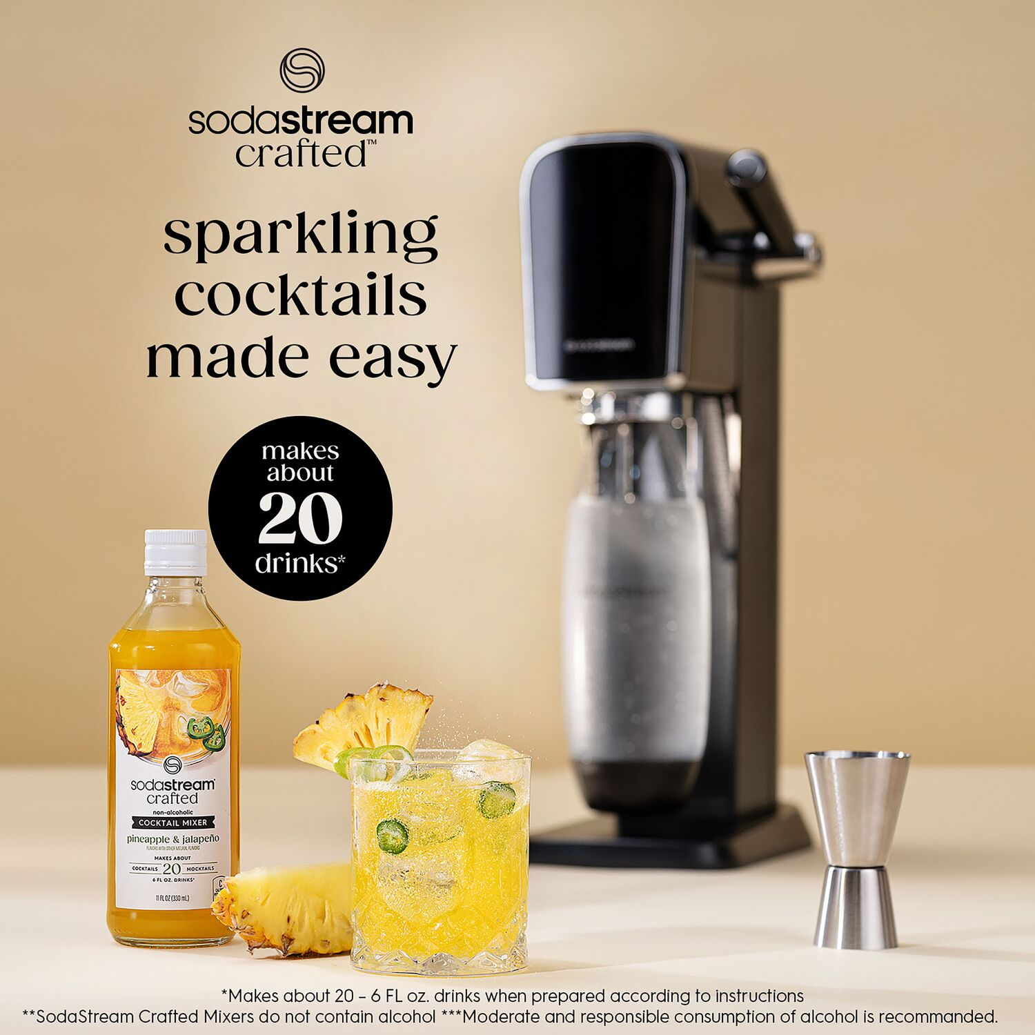 slide 2 of 7, SodaStream Crafted Non-Alcoholic Pineapple & Jalapeno Cocktail Mixer, 1 ct