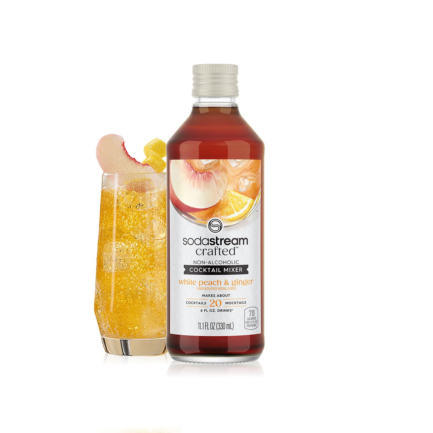slide 1 of 7, SodaStream Crafted Non-Alcoholic White Peach & Ginger Cocktail Mixer, 1 ct