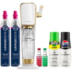 SODA STREAM Sodastream Art Gold Soda Maker With Additional Cylinder And Flavors Bundle