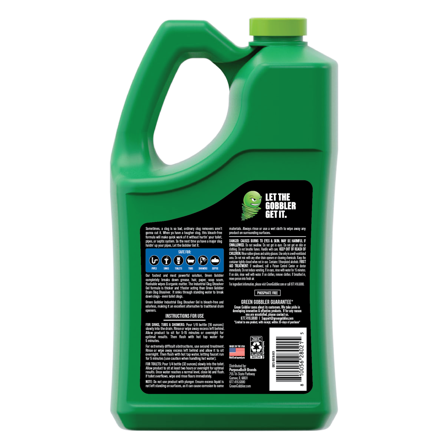slide 2 of 8, Green Gobbler Industrial Drain Clog Dissolver 128oz, 128 oz