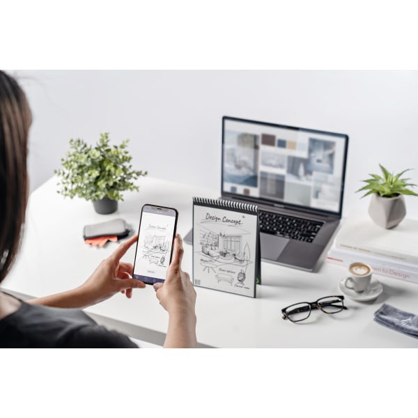 slide 4 of 5, Rocketbook Flip Smart Reusable Letter Size Notepad, 8-1/2'' X 11'', 1 Subject, Dot-Grid And Line Ruled, 16 Sheets, Blue, 16 ct