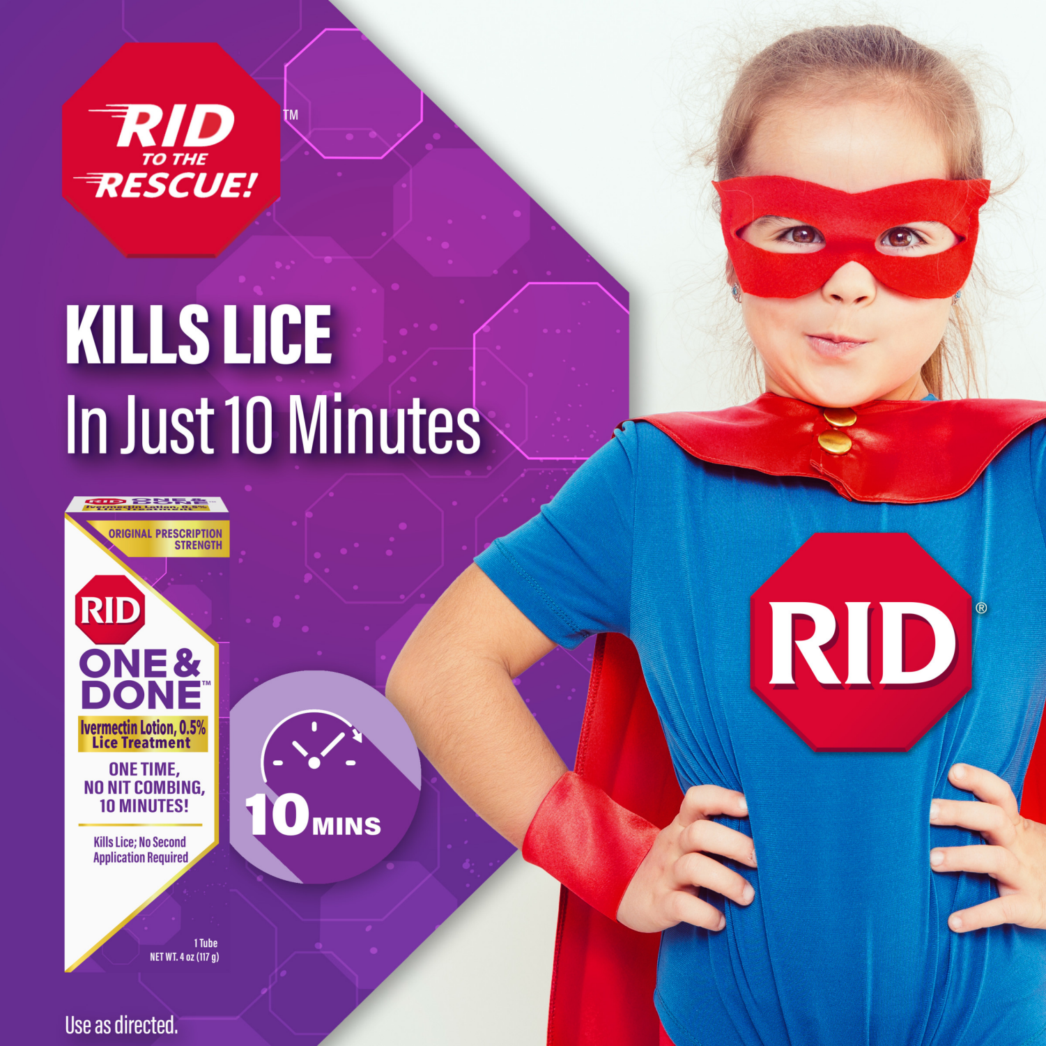 slide 7 of 7, RID One & Done, Just One Application Head Lice Treatment, No Combing Required, Prescription Strength Ivermectin Lotion for Children & Adults, Eliminates Super Lice & Renders Eggs Non Viable, 4 oz