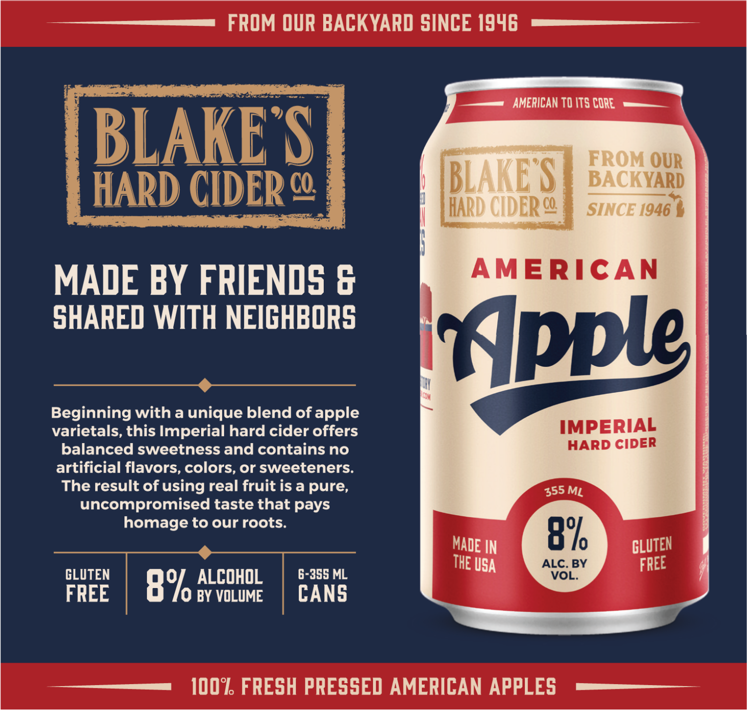 slide 2 of 4, Blake's Hard Cider Co. American Imperial Apple Hard Cider 6 - 355 ml Cans, 6 ct; 12 oz