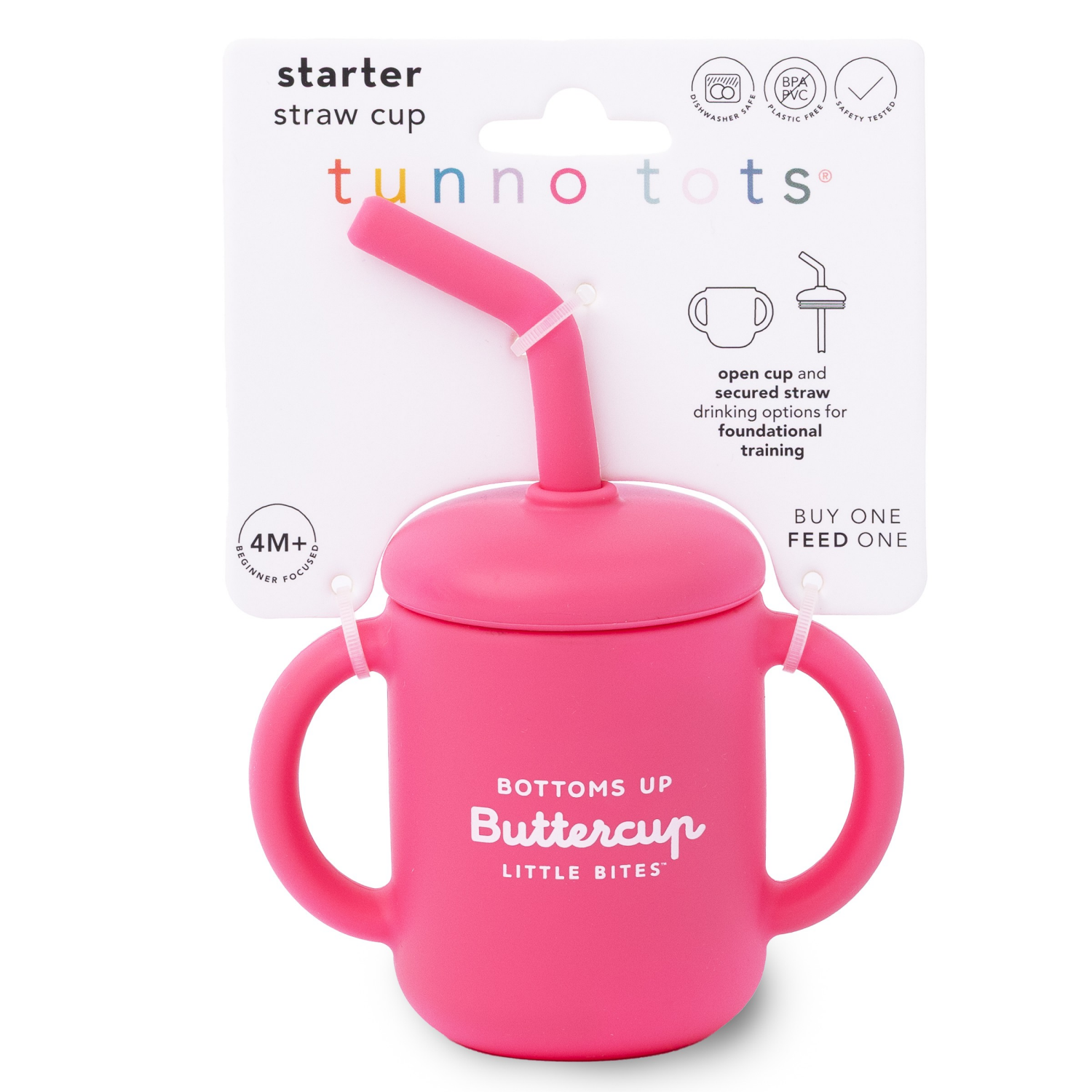 slide 2 of 3, BELLA TUNNO Tunno Tots Starter Straw Cup Bottoms Up Buttercup Pink, One Size