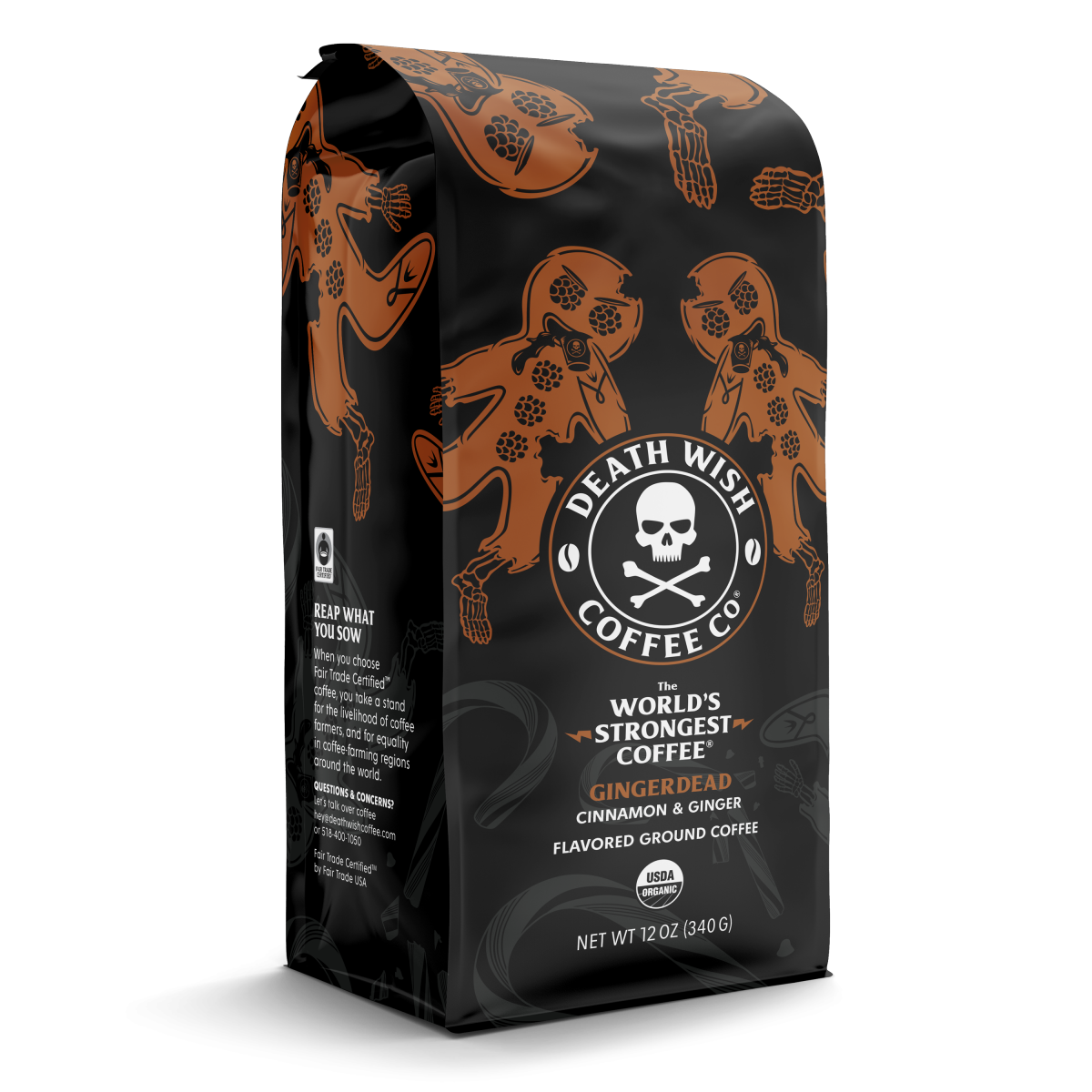 slide 1 of 1, Death Wish Coffee, Gingerdead Flavored Ground, 12 oz