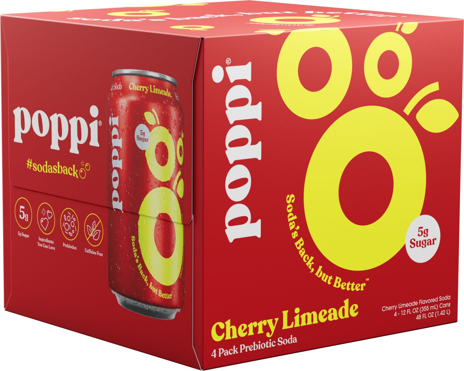 slide 1 of 1, Poppi Cherry Limeade Prebiotic Soda - 4 ct; 12 fl oz, 4 ct; 12 oz