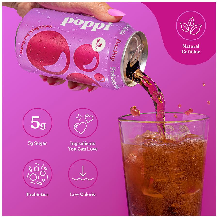 slide 4 of 5, Poppi Dr POP Prebiotic Beverage - 4pk/12 fl oz Cans, 4 ct; 12 fl oz