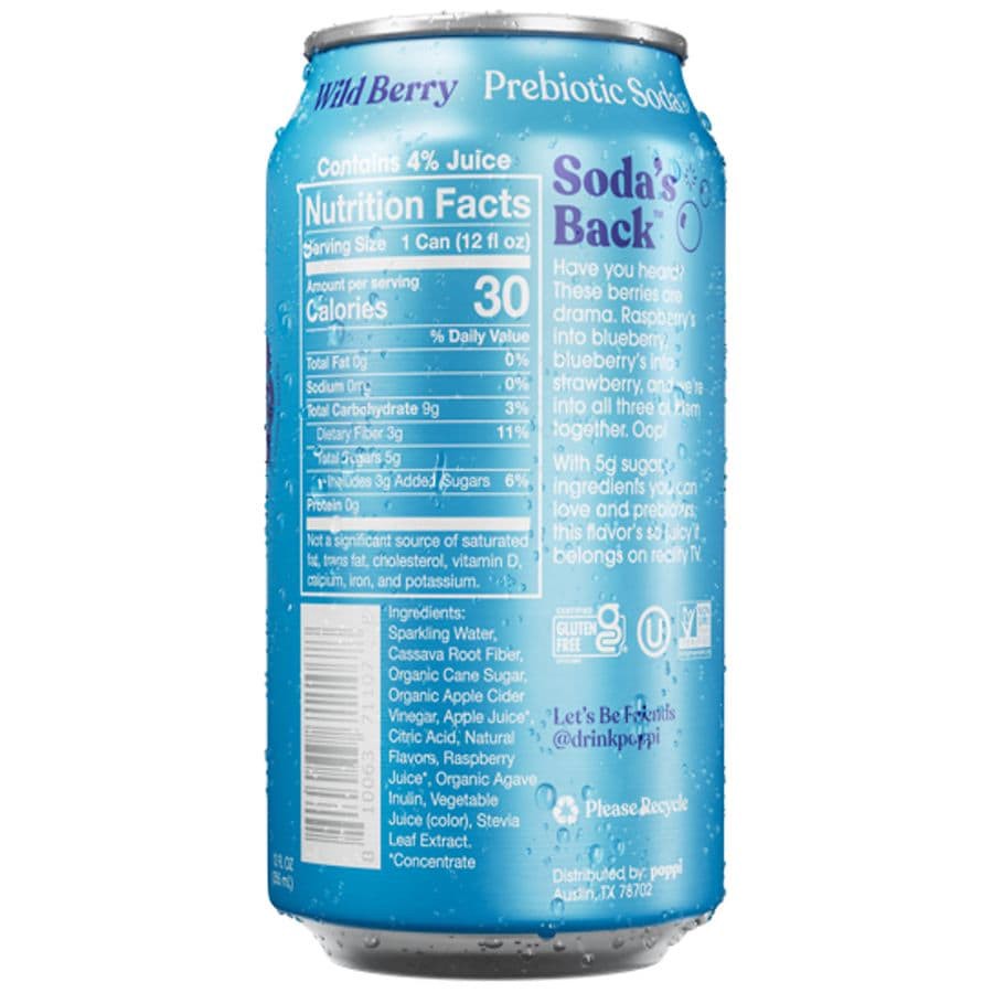 slide 2 of 3, Poppi Soda, Prebiotic, Wild Berry, 12 oz