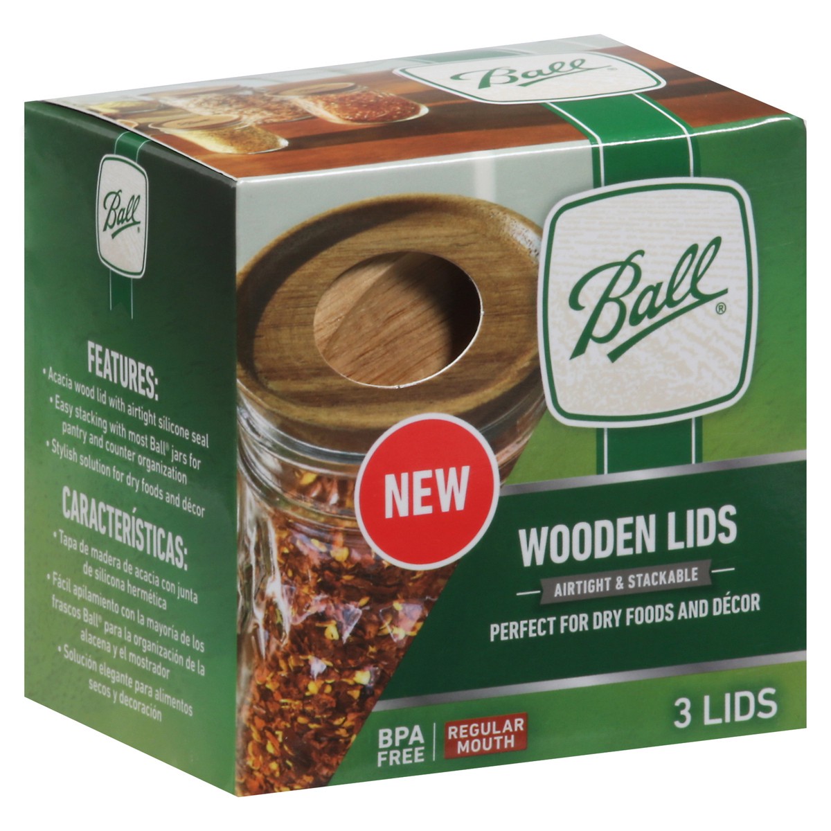 slide 7 of 9, Ball Wooden Lids Reg Mouth, 3 ct