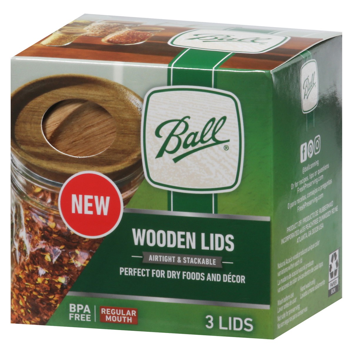 slide 6 of 9, Ball Wooden Lids Reg Mouth, 3 ct