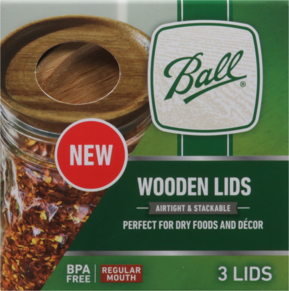 slide 2 of 9, Ball Wooden Lids Reg Mouth, 3 ct