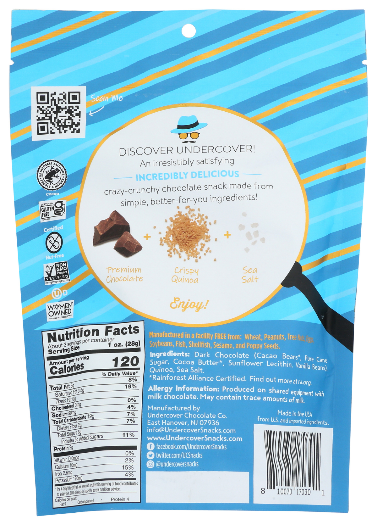 slide 2 of 2, Undercover Dark Chocolate + Sea Salt Chocolate Quinoa Crisps Mini 3.0 oz, 3 oz